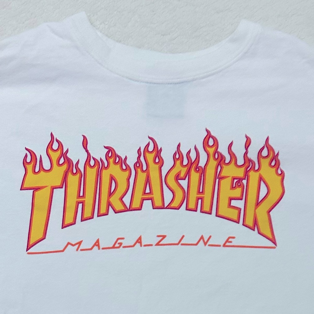 Thrasher men’s white flame T